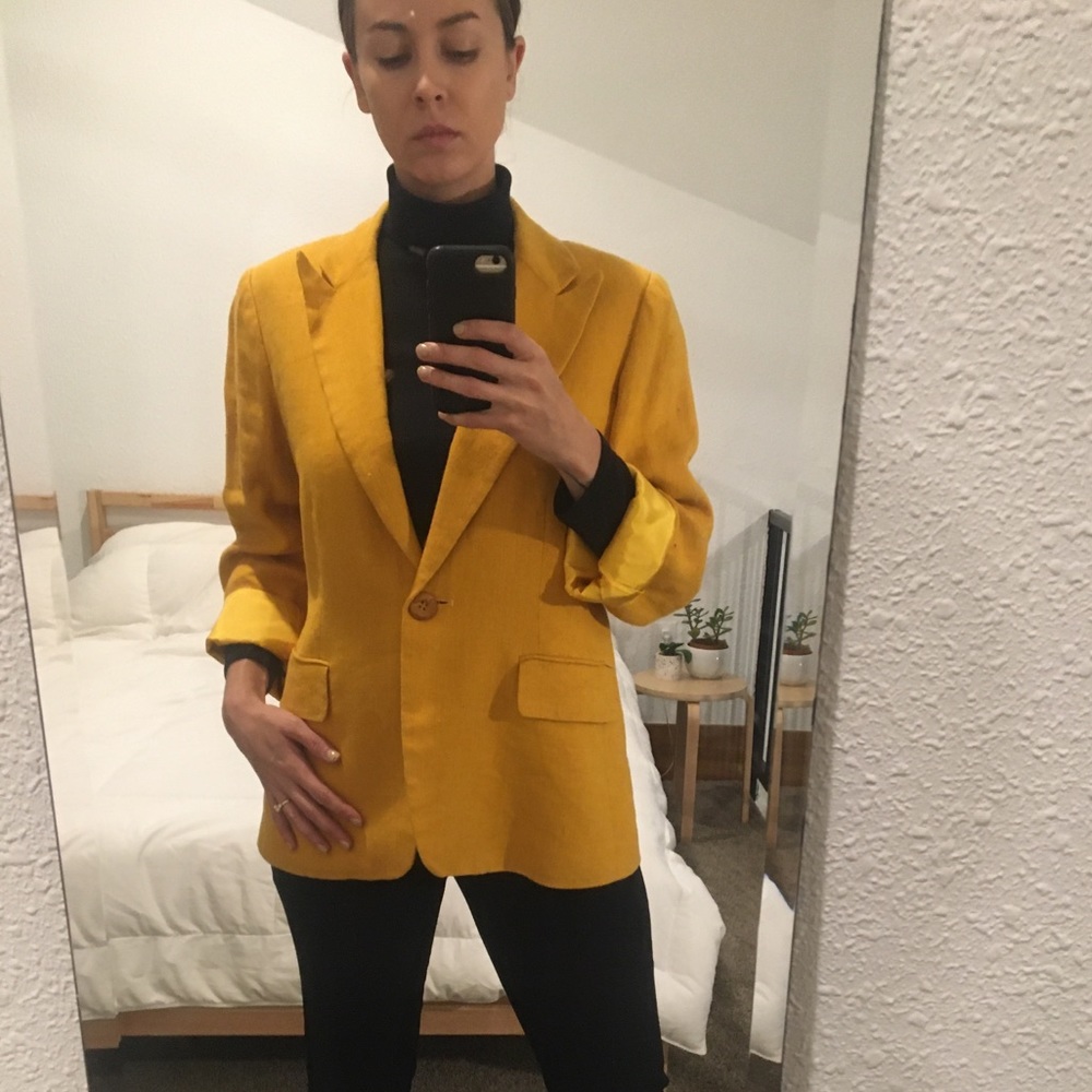 Vintage Marigold Linen Blazer
